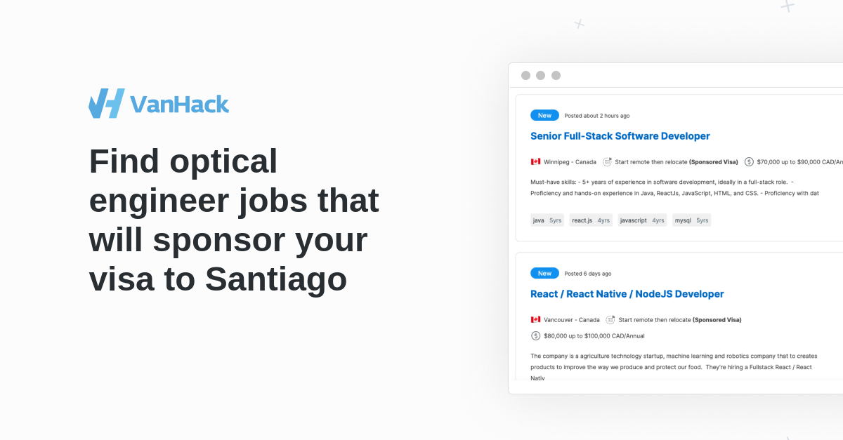 Optical engineer jobs in Santiago VanHack